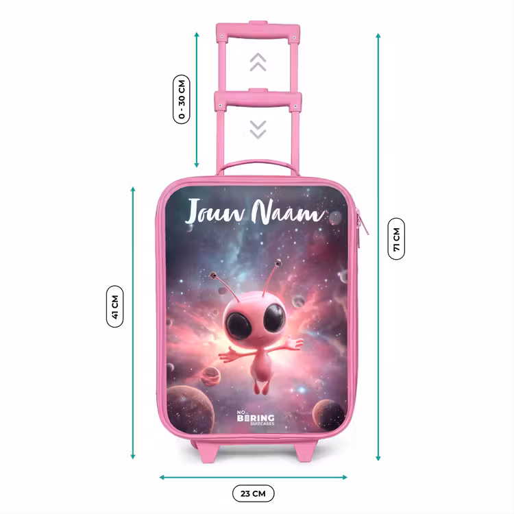 Roze Alien in Sterrennevel Kinderkoffer - Roze klein -productfoto_formaten