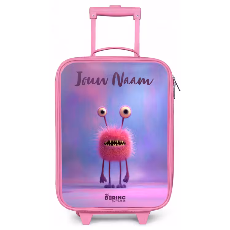 Roze harig monster met grote ogen Kinderkoffer - Roze klein -zz3dotto
