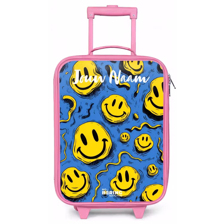 Smiley - Blauw - Geel Kinderkoffer - Roze klein -zz3dotto