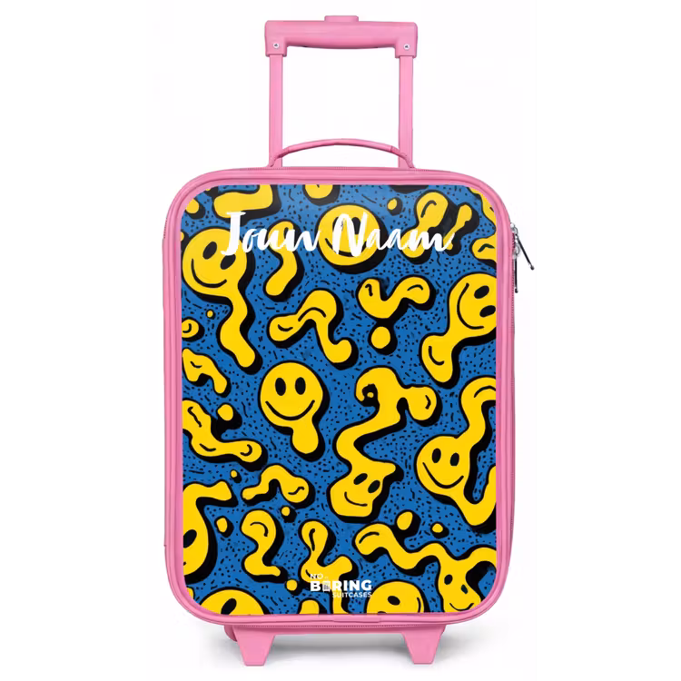 Smiley - Geel - Blauw Kinderkoffer - Roze klein -zz3dotto