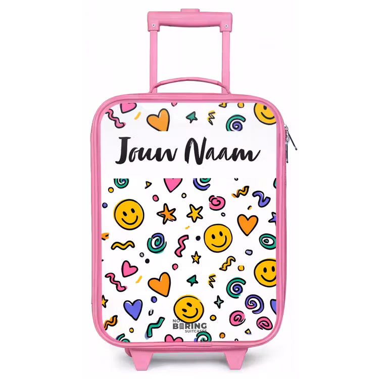 Smiley - Hartje - Ster Kinderkoffer - Roze klein -zz3dotto