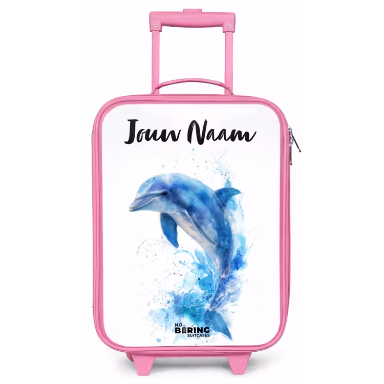 Springende blauwe dolfijn Kinderkoffer - Roze klein -zz3dotto