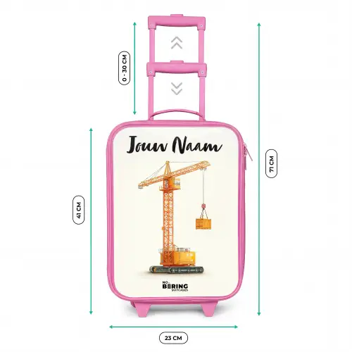 Torenkraan - Getekend - Oranje Kinderkoffer - Roze klein -productfoto_formaten