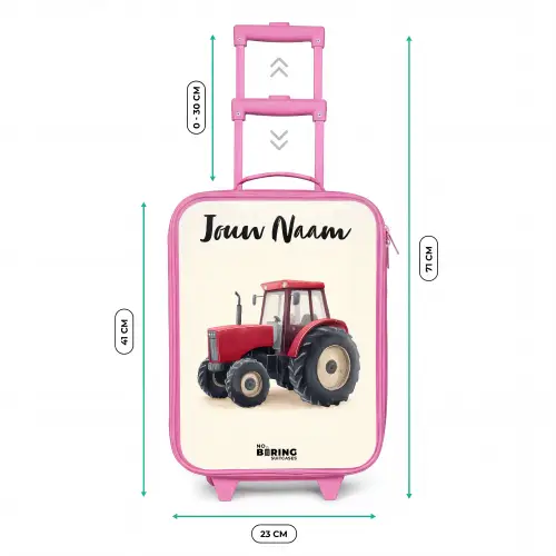 Tractor - Getekend - Rood Kinderkoffer - Roze klein -productfoto_formaten