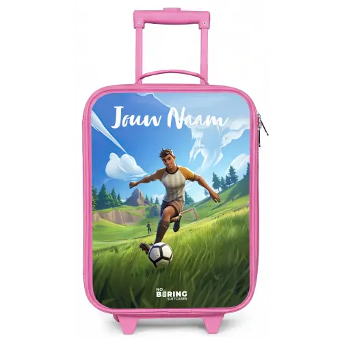 Voetballer - Gras - Goal - Kleurrijk Kinderkoffer - Roze klein -zz3dotto