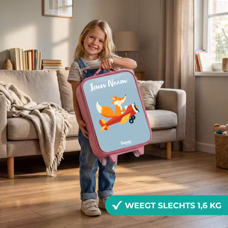 Vos - Vliegtuig - Vliegen Kinderkoffer - Roze klein -sfeer2_NL