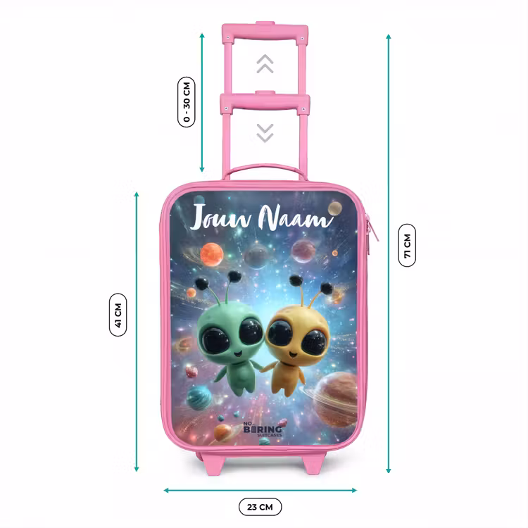 Vrolijke buitenaardse vrienden Kinderkoffer - Roze klein -productfoto_formaten
