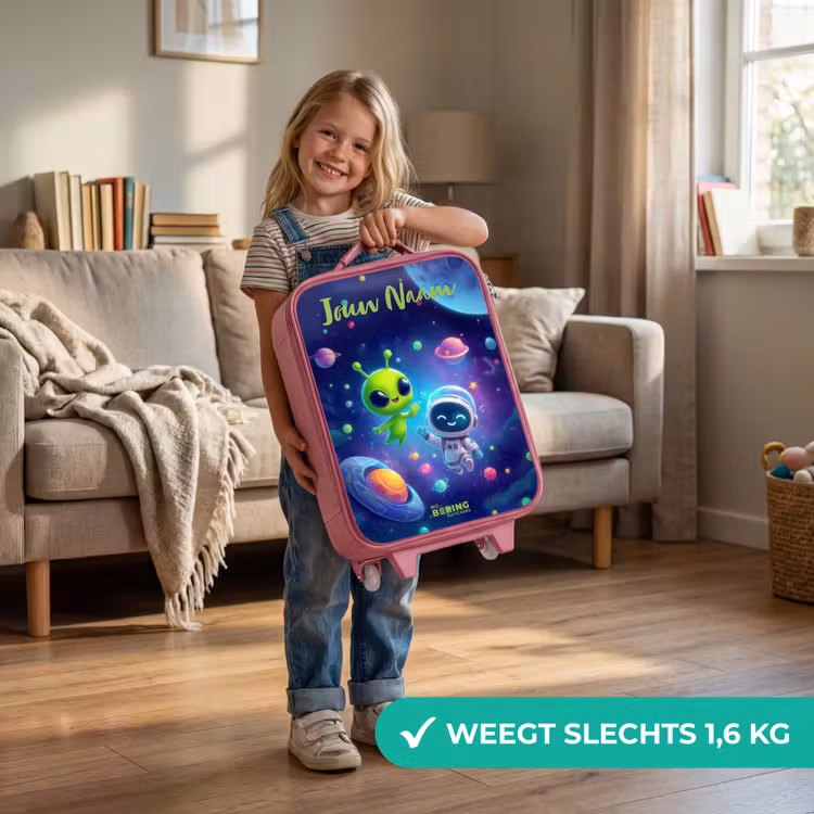 Vrolijke Ontmoeting in de Ruimte Kinderkoffer - Roze klein -sfeer2_NL