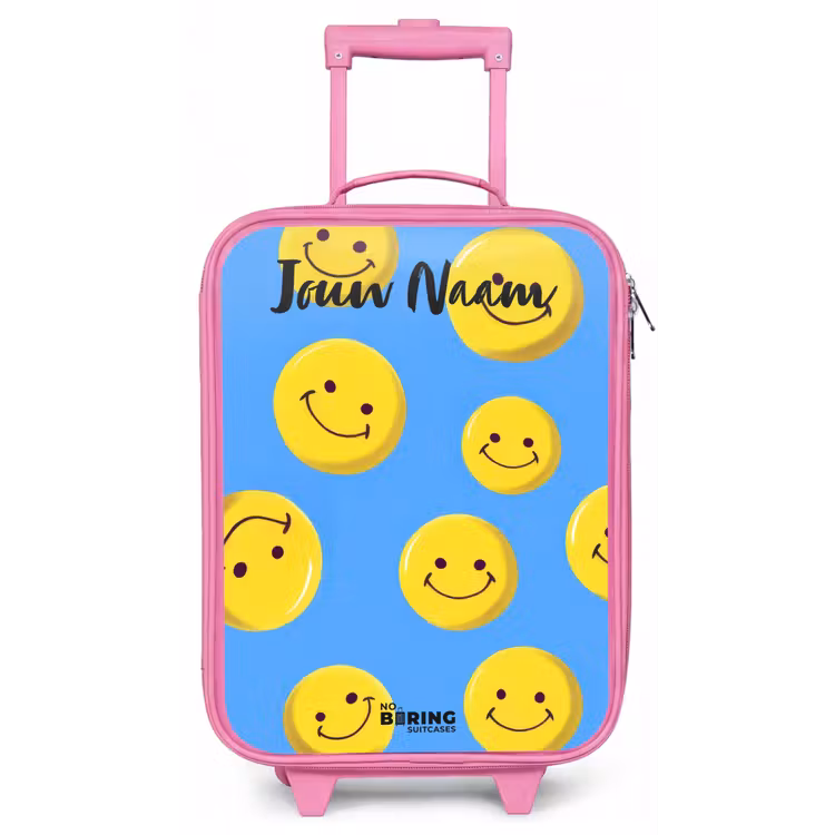 Vrolijke smileyregen Kinderkoffer - Roze klein -zz3dotto