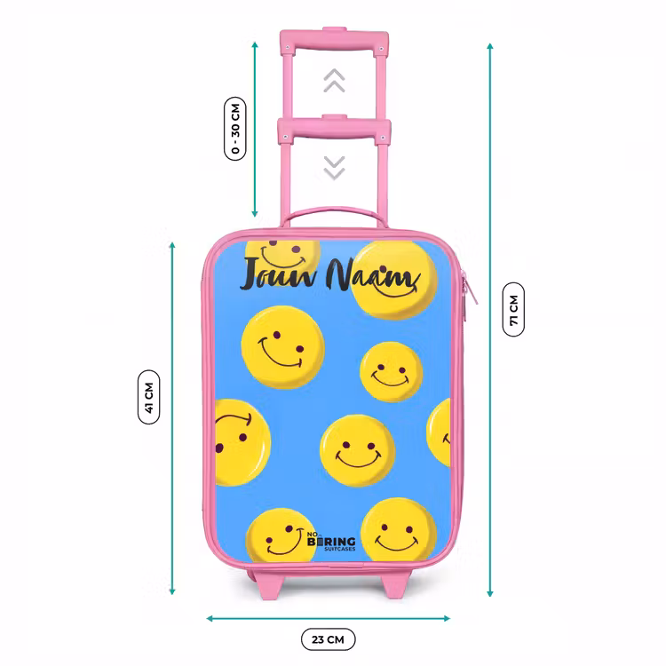 Vrolijke smileyregen Kinderkoffer - Roze klein -productfoto_formaten