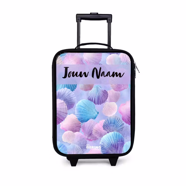 Schelpen - Paars - Blauw - Patroon Kinderkoffer - Zwart klein -3d