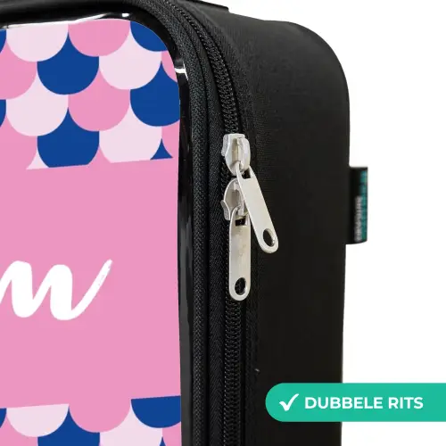 Schubben - Patroon - Blauw - Roze Kinderkoffer - Zwart klein -rits_NL