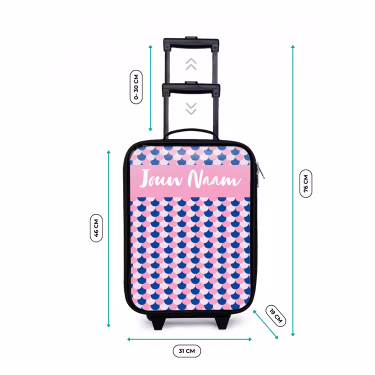 Schubben - Patroon - Blauw - Roze Kinderkoffer - Zwart klein -productfoto_formaten