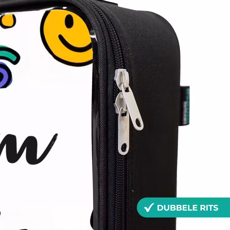 Smiley - Hartje - Ster Kinderkoffer - Zwart klein -rits_NL