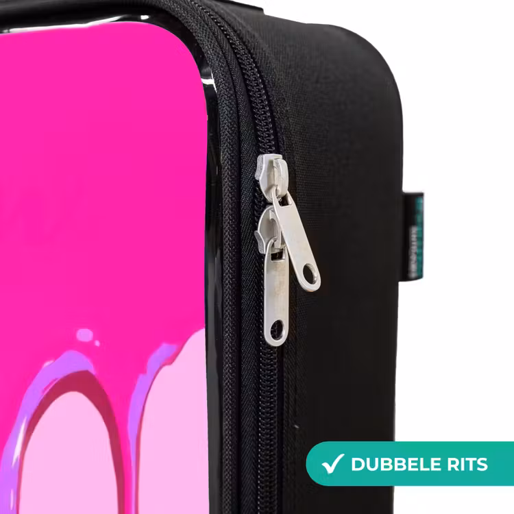 Verf - Smiley - Roze Kinderkoffer - Zwart klein -rits_NL