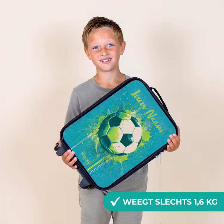 Voetbalvibes - Verfspatten - Groen - Blauw Kinderkoffer - Zwart klein -sfeer4_NL