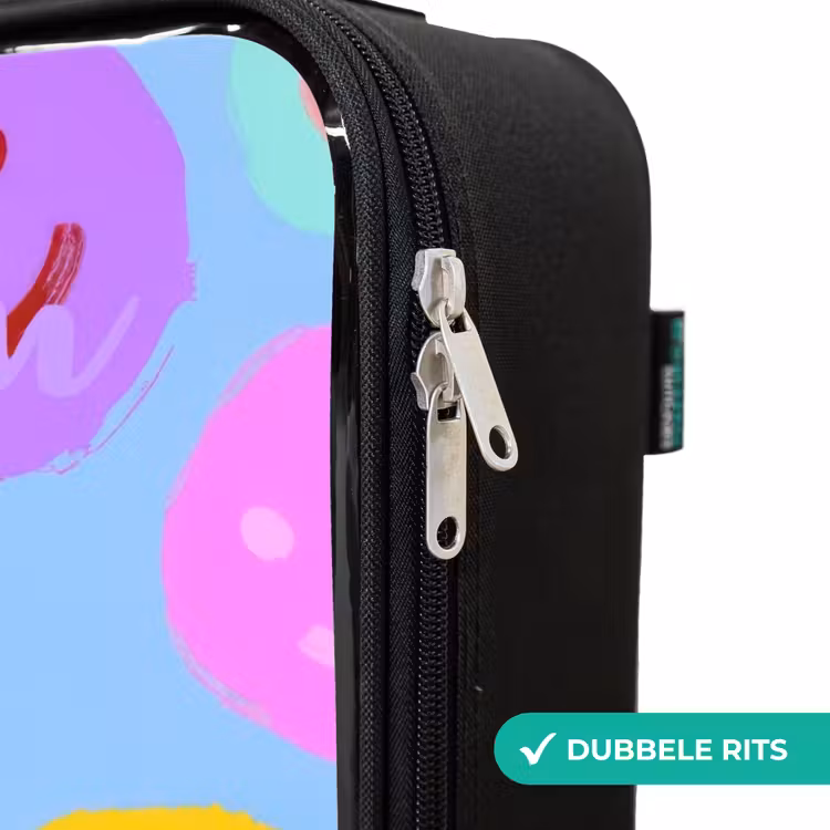 Vrolijk patroon van smileys Kinderkoffer - Zwart klein -rits_NL