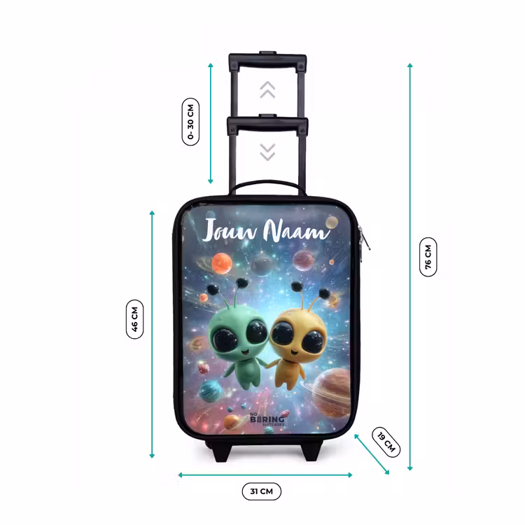 Vrolijke buitenaardse vrienden Kinderkoffer - Zwart klein -productfoto_formaten