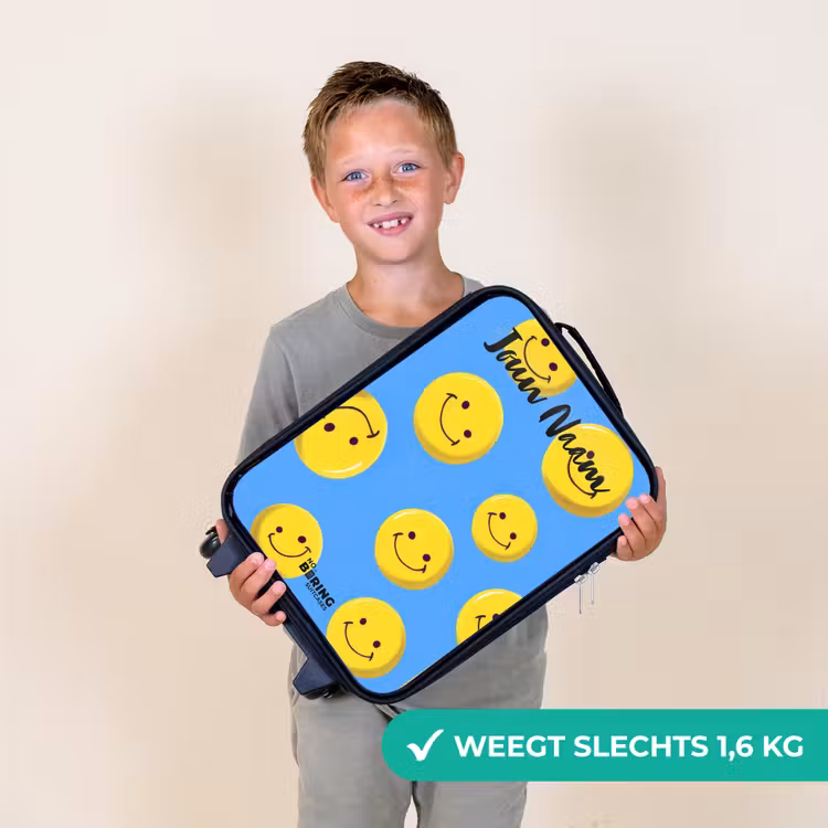 Vrolijke smileyregen Kinderkoffer - Zwart klein -sfeer4_NL