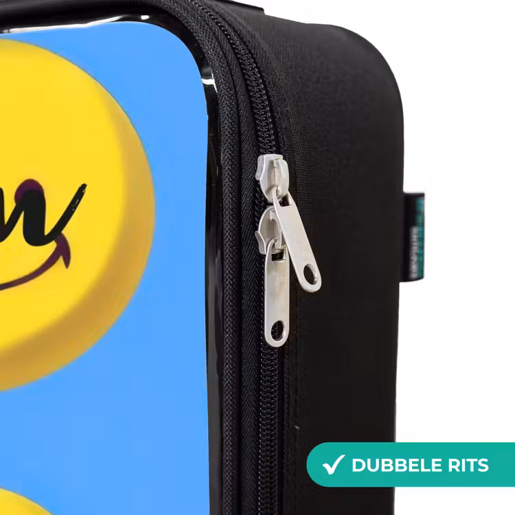 Vrolijke smileyregen Kinderkoffer - Zwart klein -rits_NL
