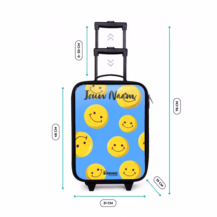 Vrolijke smileyregen Kinderkoffer - Zwart klein -productfoto_formaten
