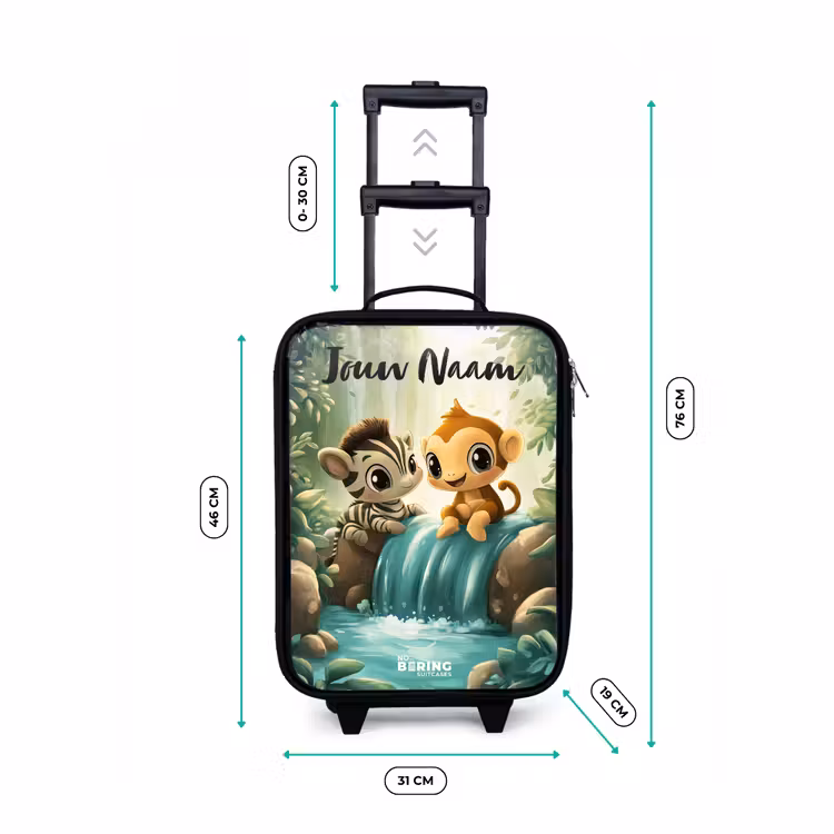 Zebra - Aapje - Waterval - Rotsen Kinderkoffer - Zwart klein -productfoto_formaten