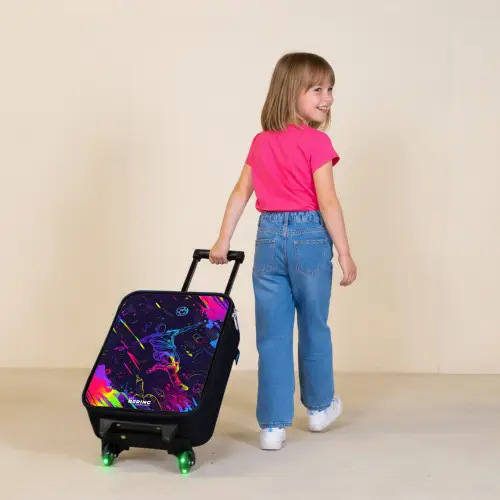 Neon actievolle voetbalspeler Kinderkoffer - Zwart klein -sfeer1