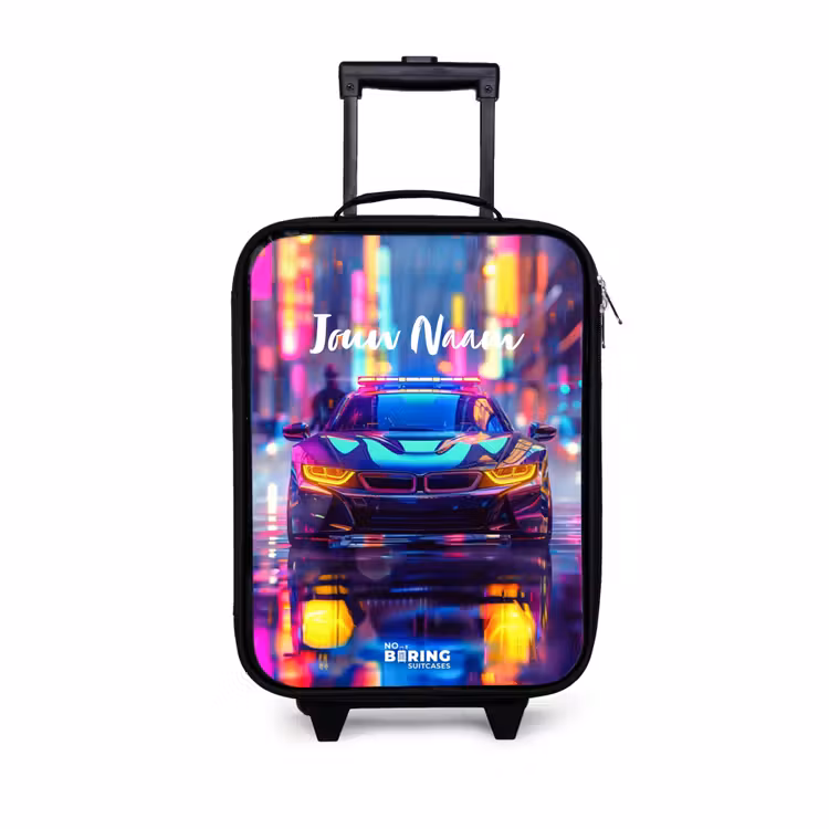 Neon nightcar Kinderkoffer - Zwart klein -3d