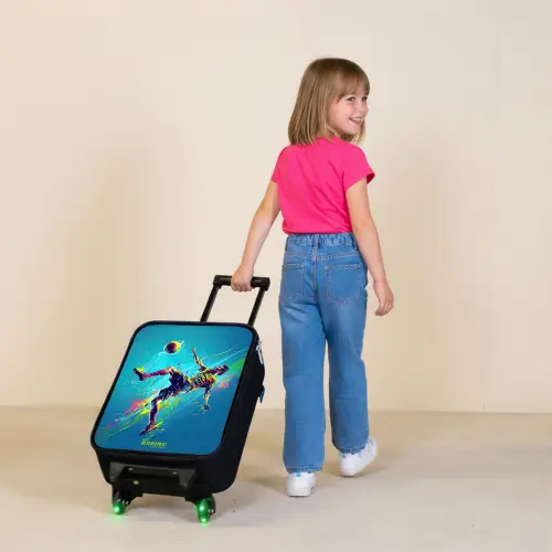 Neon - Voetbal - Schop - Kleurrijk Kinderkoffer - Zwart klein -sfeer1