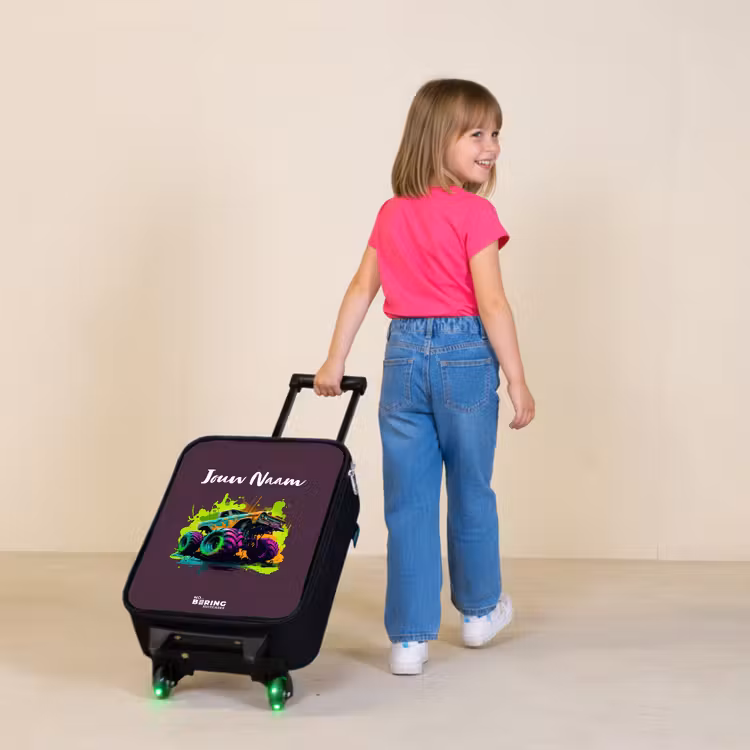 Neon Wheels Kinderkoffer - Zwart klein -sfeer1