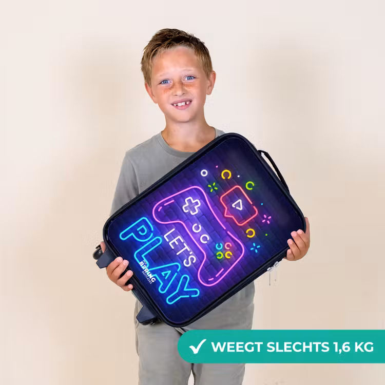 Neoncontroller tegen een bakstenen muur Kinderkoffer - Zwart klein -sfeer4_NL