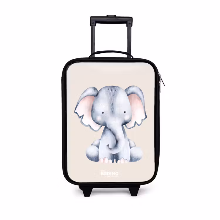 Olifant tekening tegen een beige achtergrond Kinderkoffer - Zwart klein -3d