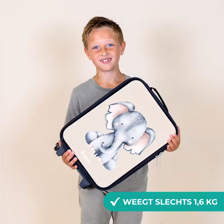 Olifant tekening tegen een beige achtergrond Kinderkoffer - Zwart klein -sfeer4_NL