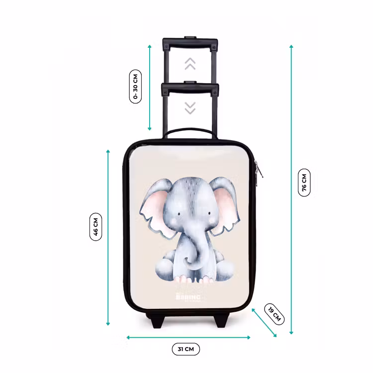 Olifant tekening tegen een beige achtergrond Kinderkoffer - Zwart klein -productfoto_formaten