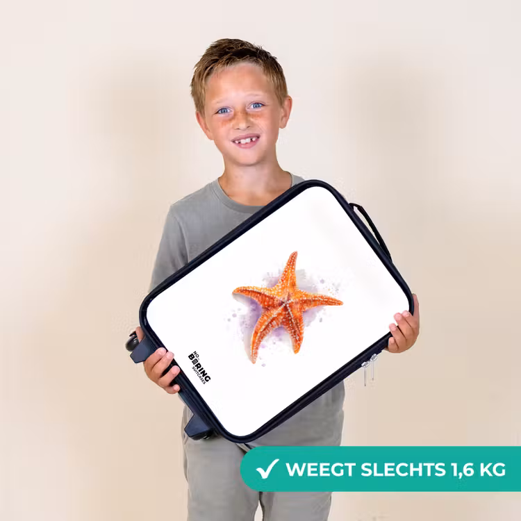 Oranje Zeester Illustratie Kinderkoffer - Zwart klein -sfeer4_NL