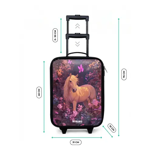 Paard - Bloemen - Paars - Vlinder Kinderkoffer - Zwart klein -productfoto_formaten