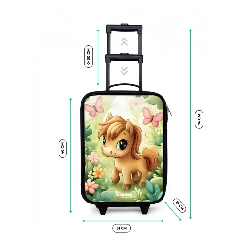 Paard - Bloemen - Vlinders Kinderkoffer - Zwart klein -productfoto_formaten