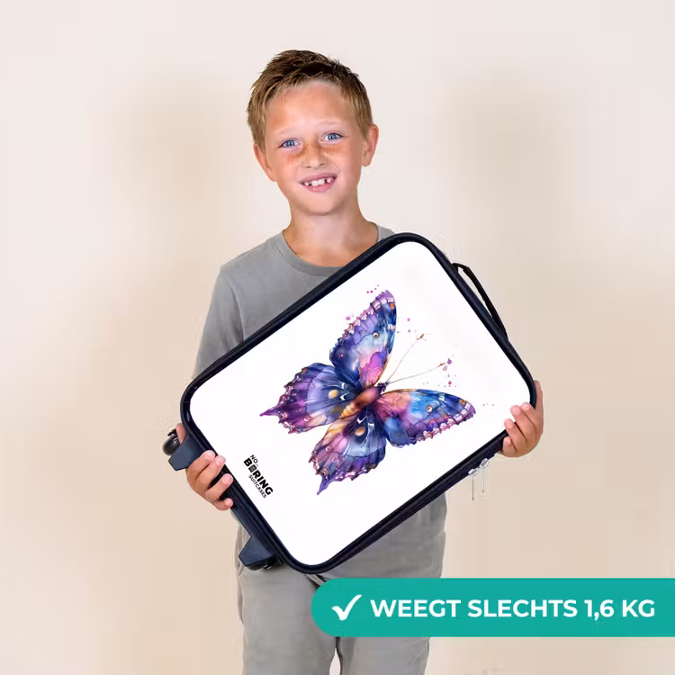 Paarse prachtvlinder Kinderkoffer - Zwart klein -sfeer4_NL