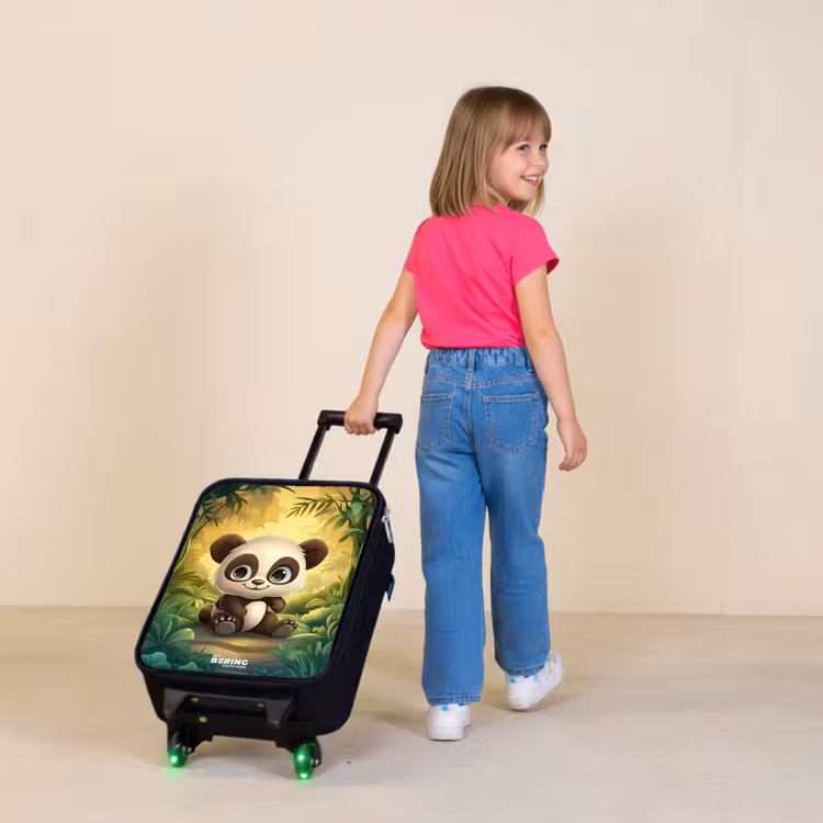 Panda - Bamboebos - Groen Kinderkoffer - Zwart klein -sfeer1
