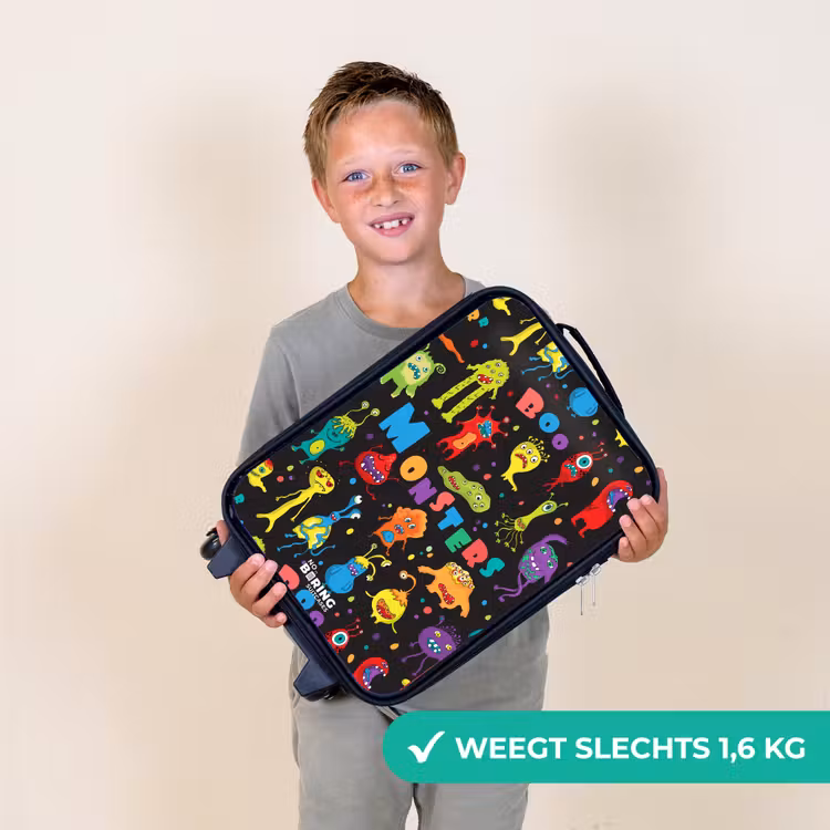 Patroon van monsters Kinderkoffer - Zwart klein -sfeer4_NL