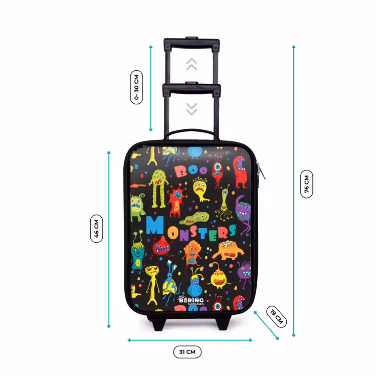 Patroon van monsters Kinderkoffer - Zwart klein -productfoto_formaten