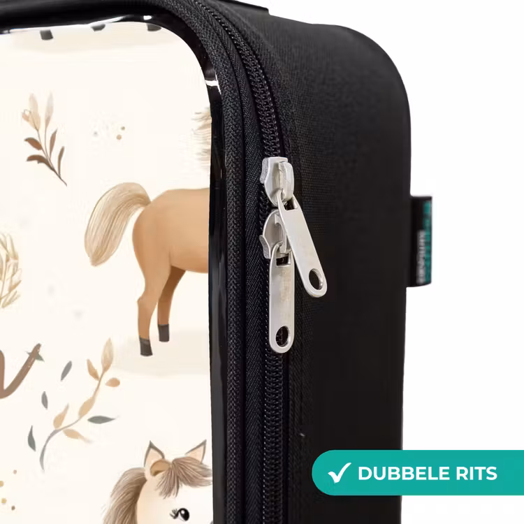 Patroon van veulens in beige en bruin kleuren Kinderkoffer - Zwart klein -rits_NL