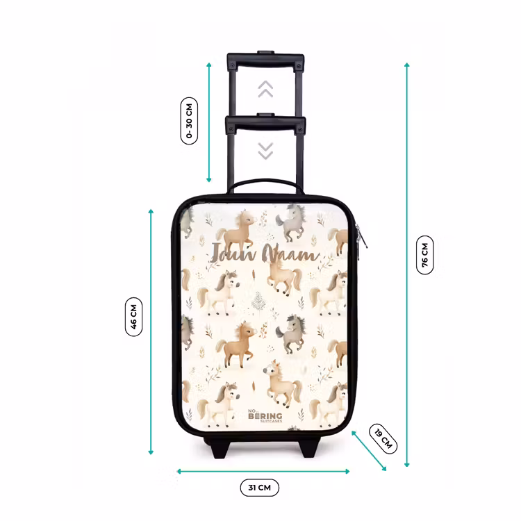 Patroon van veulens in beige en bruin kleuren Kinderkoffer - Zwart klein -productfoto_formaten