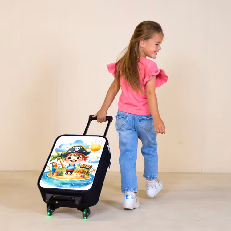 Piraat op een eiland Kinderkoffer - Zwart klein -sfeer1