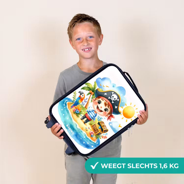Piraat op een eiland Kinderkoffer - Zwart klein -sfeer4_NL