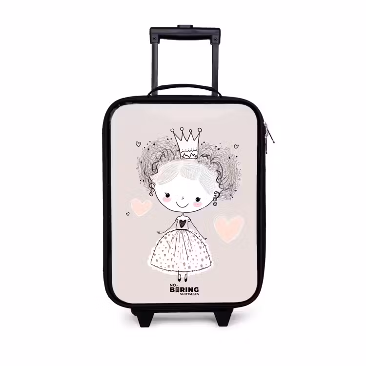 Prinses met krulletjes Kinderkoffer - Zwart klein -3d