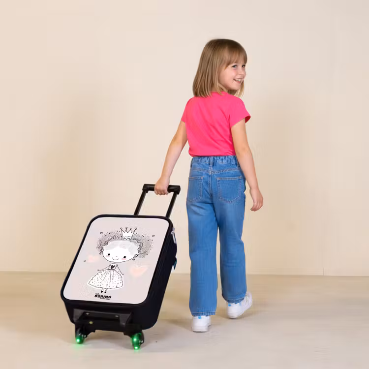 Prinses met krulletjes Kinderkoffer - Zwart klein -sfeer1