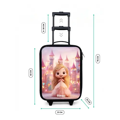 Prinses - Roze - Kasteel Kinderkoffer - Zwart klein -productfoto_formaten