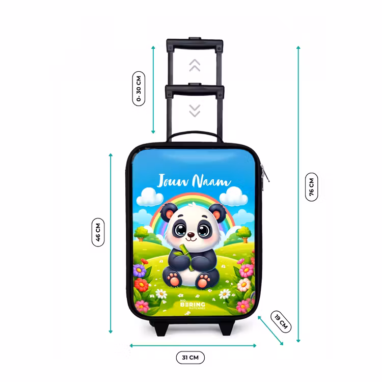 Pukkie Panda Kinderkoffer - Zwart klein -productfoto_formaten