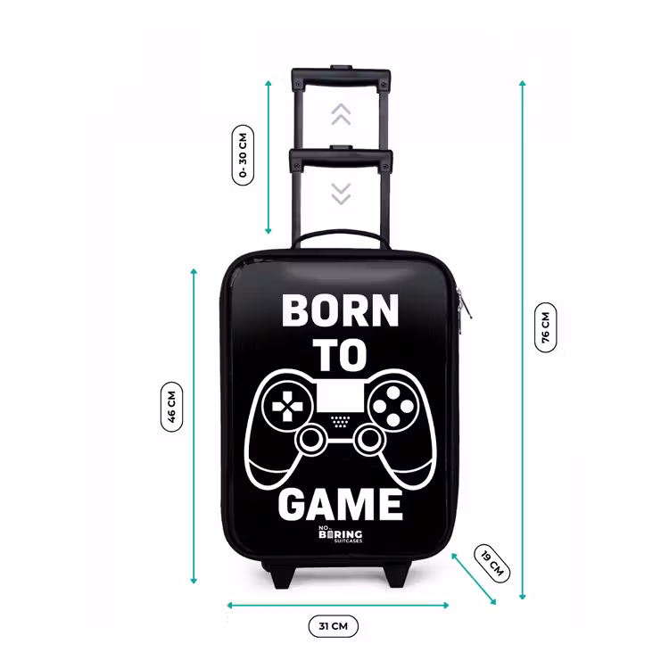 Qoute met controller in zwart wit Kinderkoffer - Zwart klein -productfoto_formaten